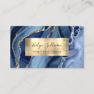 Blue Gold Agate Business Card Visitenkarte