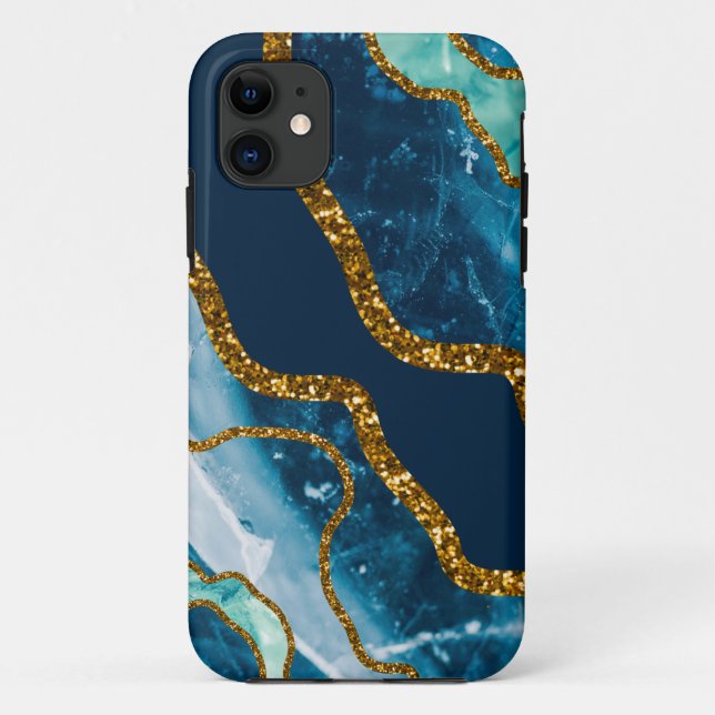 Blue & Gold Agate Geode Case-Mate iPhone Hülle (Rückseite)