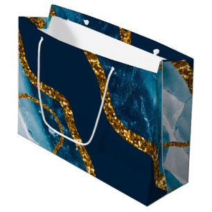 Blue & Gold Agate Geode Glitzer Große Geschenktüte