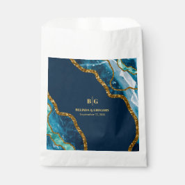 Blue & Gold Agate Geode Glitzer Wedding Geschenktütchen