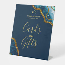 Blue & Gold Agate Geode Wedding Cards & Geschenke
