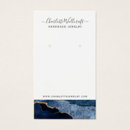 Blue Gold Agate Script Earring Display Card