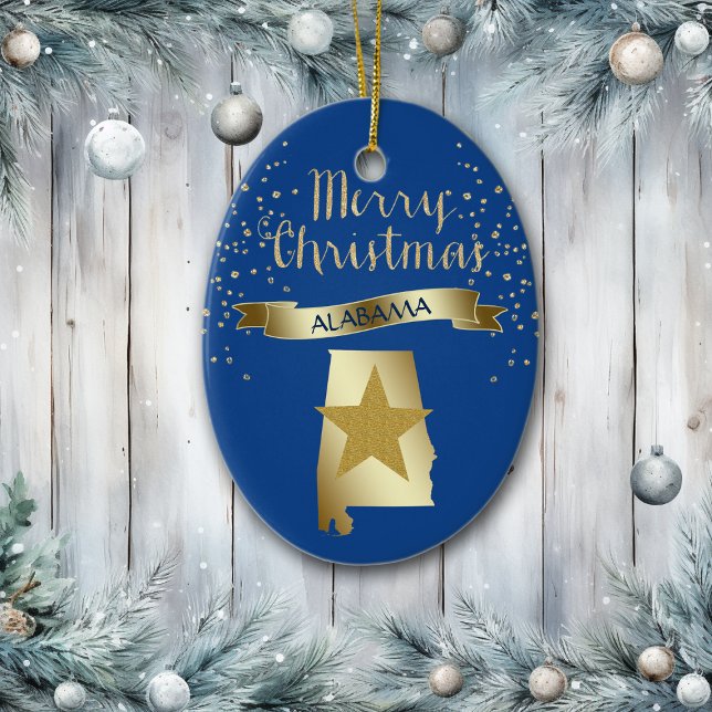 Blue Gold Alabama Star Keramikornament (Von Creator hochgeladen)