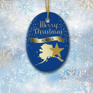 Blue Gold Alaska Star Keramik Ornament