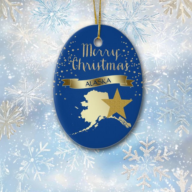 Blue Gold Alaska Star Keramik Ornament (Von Creator hochgeladen)