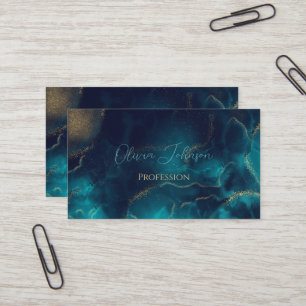 Blue Gold Alkohol Alkohol Tinte Art Deep Blue Sea Visitenkarte