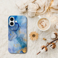 Blue Gold Alkohol Tinte Monogram