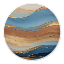 Blue gold and bronze brush strokes keramikknauf