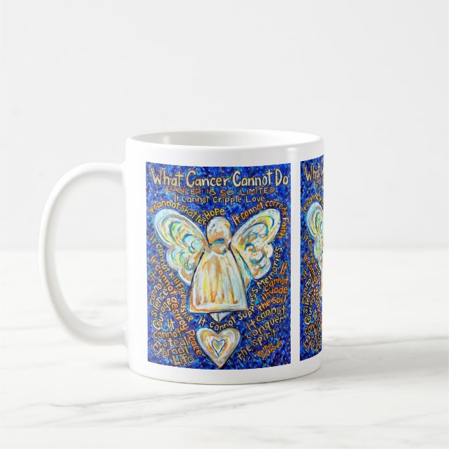 Blue Gold Angel Cancer ne peut pas poème café Mug (Gauche)
