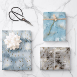 Blue Gold Animal Print Geschenkpapier Set
