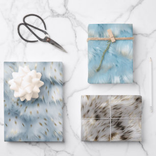 Blue Gold Animal Print Geschenkpapier Set