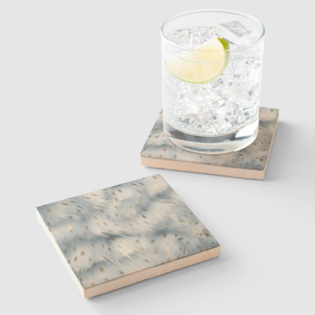 Blue Gold Animal Print Steinuntersetzer (Seitenansicht)