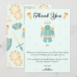 Blue & Gold Aquarell Little Prince Geburtstag Dankeskarte