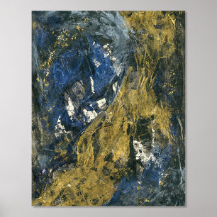 Blue Gold auf Black Abstrakt Art Foliendrucke