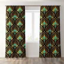 Blue Gold auf Black Art Deco Muster
