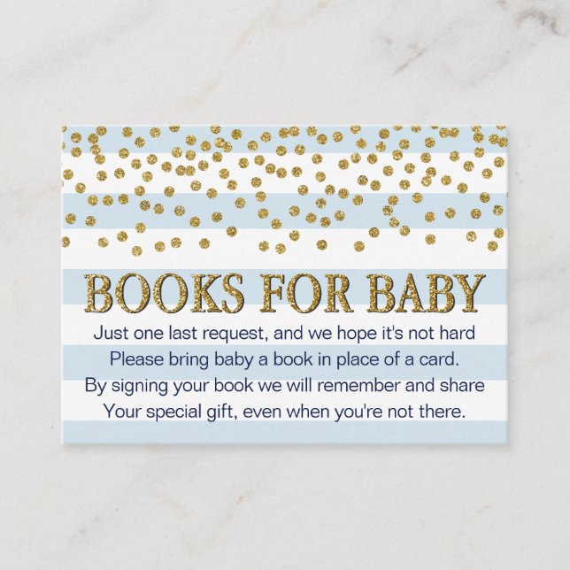 Blue Gold Baby Shower Buy Request Card Umschließun Begleitkarte (Vorderseite)