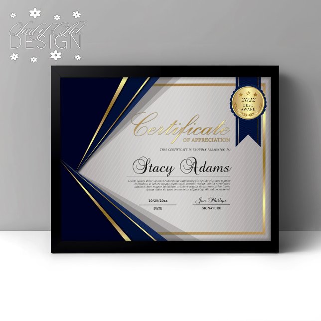 Blue & Gold Beruflich Certificate Award (Von Creator hochgeladen)