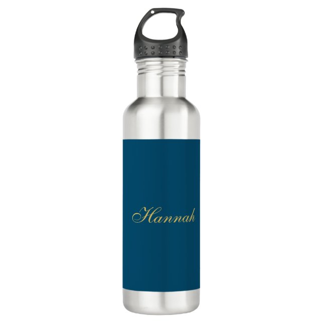 Blue Gold Beruflich Trendy Minimalistisch Name Edelstahlflasche (Vorderseite)