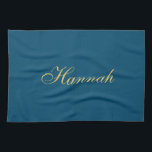 Blue Gold Beruflich Trendy Minimalistisch Name Geschirrtuch<br><div class="desc">Erleben Sie dieses moderne,  elegante Design. Diese Vorlage kann an alle beruflichen Beruf angepasst werden.</div>