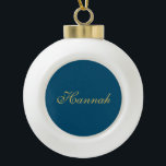 Blue Gold Beruflich Trendy Minimalistisch Name Keramik Kugel-Ornament<br><div class="desc">Erleben Sie dieses moderne,  elegante Design. Diese Vorlage kann an alle beruflichen Beruf angepasst werden.</div>