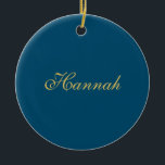 Blue Gold Beruflich Trendy Minimalistisch Name Keramik Ornament<br><div class="desc">Erleben Sie dieses moderne,  elegante Design. Diese Vorlage kann an alle beruflichen Beruf angepasst werden.</div>