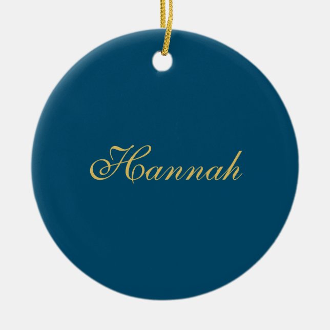 Blue Gold Beruflich Trendy Minimalistisch Name Keramik Ornament (Vorne)
