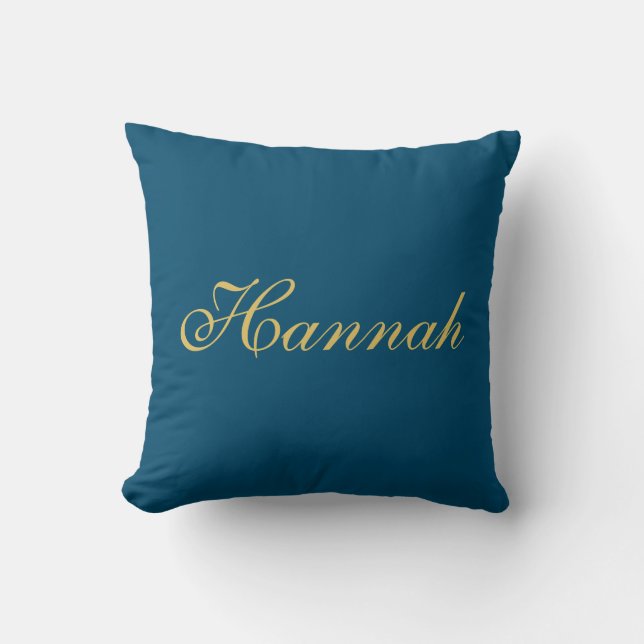 Blue Gold Beruflich Trendy Minimalistisch Name Kissen (Vorderseite)