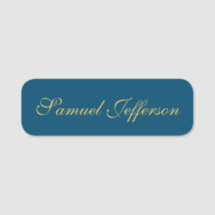 Blue Gold Beruflich Trendy Minimalistisch Name Namensschild
