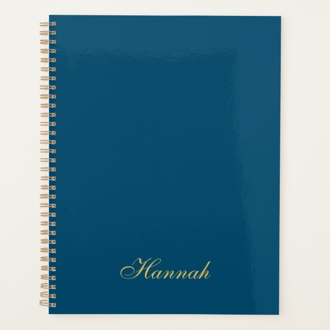 Blue Gold Beruflich Trendy Minimalistisch Name Planer (Vorderseite)