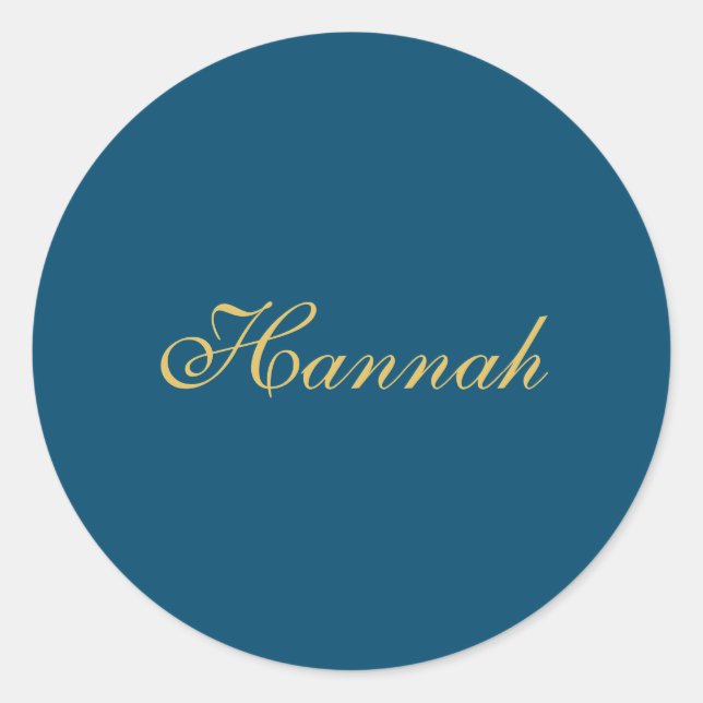 Blue Gold Beruflich Trendy Minimalistisch Name Runder Aufkleber (Vorderseite)