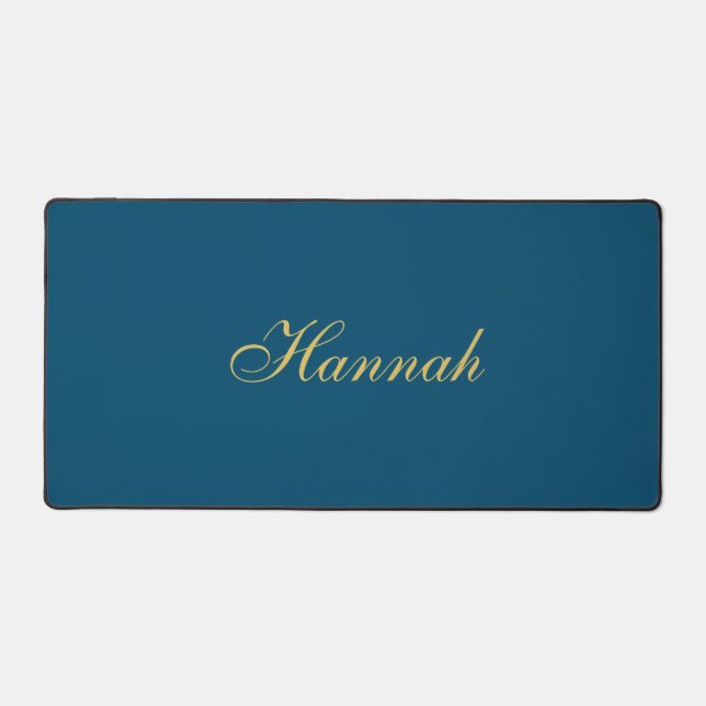 Blue Gold Beruflich Trendy Minimalistisch Name Schreibtischunterlage (Vorderseite)