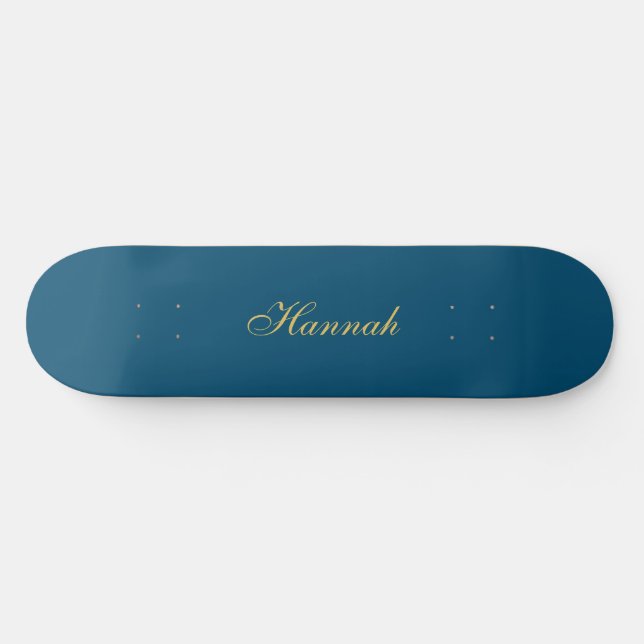 Blue Gold Beruflich Trendy Minimalistisch Name Skateboard (Horizontal)