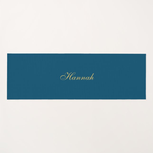 Blue Gold Beruflich Trendy Minimalistisch Name Yogamatte (Vorderseite (Horizontal))