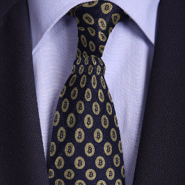 Blue & Gold Bitcoin Crypto Coin Muster Krawatte
