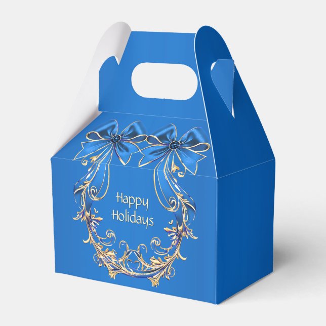 Blue Gold Blume Geschenkboxen Geschenkschachtel (Vorderseite)