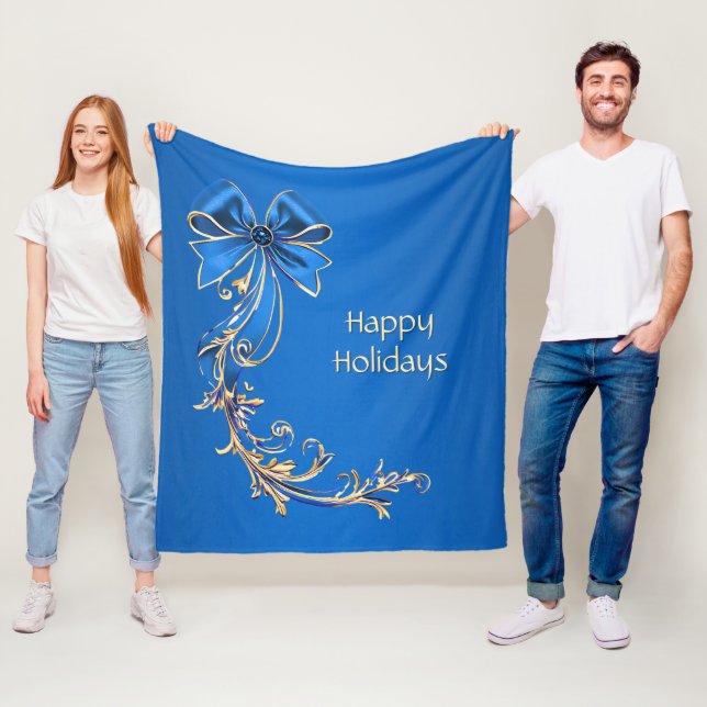 Blue Gold Blume Holiday Fleece Blanket (Beispiel)