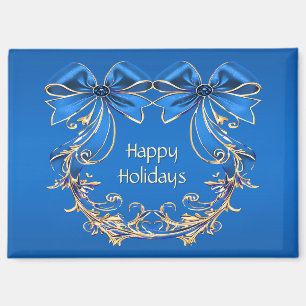 Blue Gold Blume Holiday Magnet