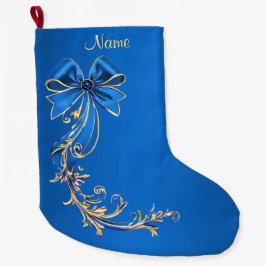 Blue Gold Blume Holiday Strumpf Großer Weihnachtsstrumpf