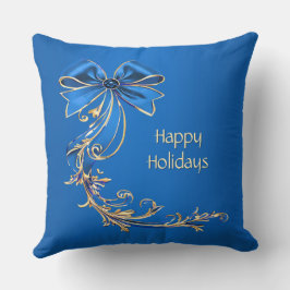 Blue Gold Blume Holiday Throw Kissen