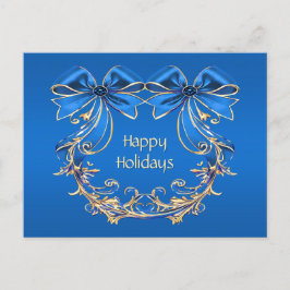 Blue Gold Blume Weihnachten Weihnachten Postkarte