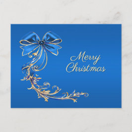 Blue Gold Blume Weihnachten Weihnachten Postkarte