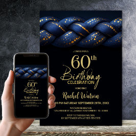 Blue Gold Braid 60. Geburtstagsparty Einladung