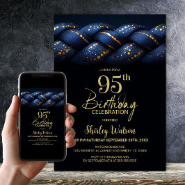 Blue Gold Braid 95. Geburtstagsparty Einladung
