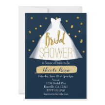Blue & Gold Brautparty Hochzeitskleid & Confetti