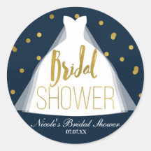 Blue & Gold Brautparty Hochzeitskleid Confetti