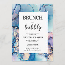 Blue Gold Brunch & Bubbly Bridal Dusche Einladung