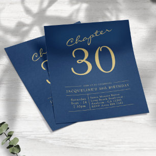 Blue Gold Budget 30. Geburtstag Einladung Flyer