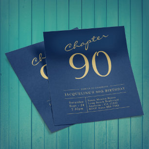Blue Gold Budget 90. Geburtstag Einladung Flyer