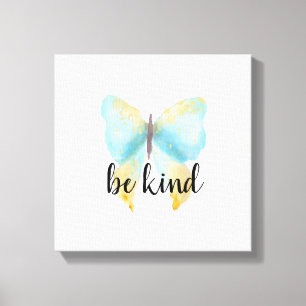 Blue Gold Butterfly inspirierendes Zitat freundlic Leinwanddruck