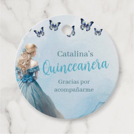 Blue Gold Butterfly Princess Quinceñera Geschenkanhänger